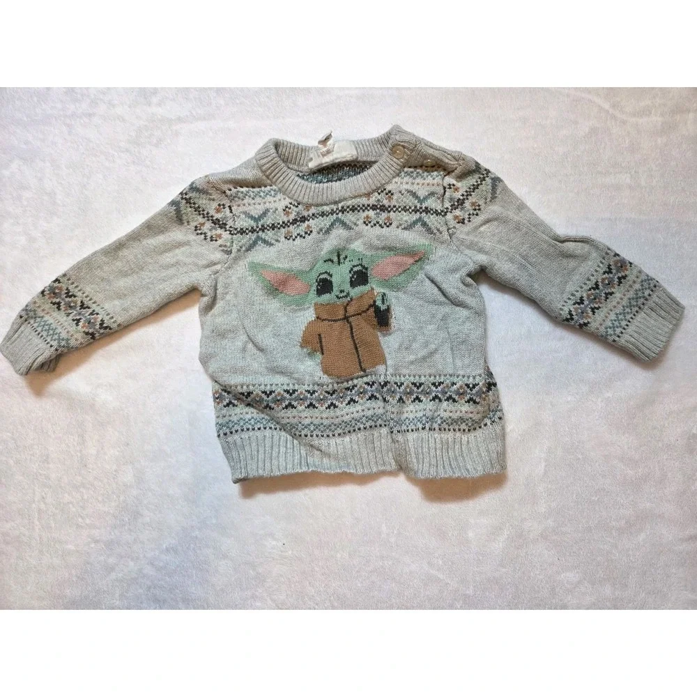 baby Gap Star Wars 12-18 Mos Yoda Sweater Fair Isle Pullover Long Sleeve Child S